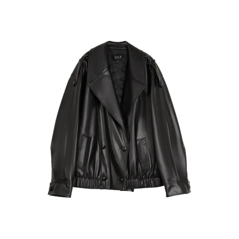 ELLE Leather Jacket Women's Black-0