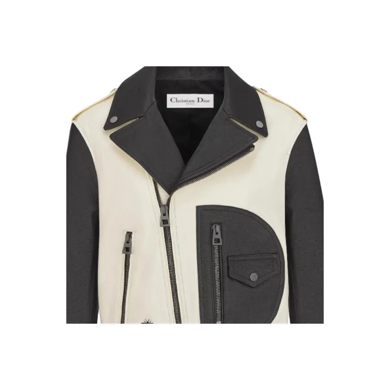 DIOR SS25 Leather Jacket Women's Black White-2