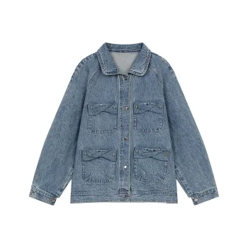 ELF SACK Denim Jacket Women's Washed Denim Blue