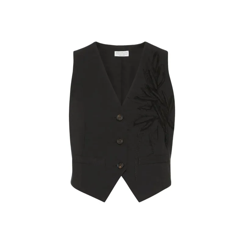 Brunello Cucinelli Flora appliqué Waistcoat-0