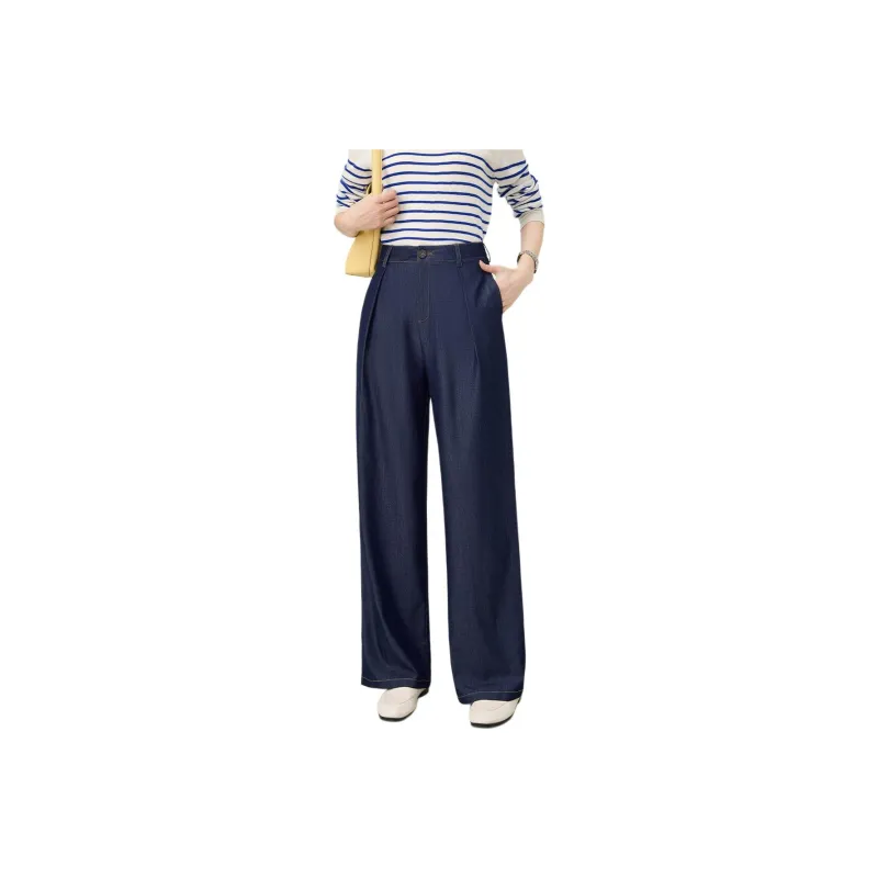 FAWENXIANGZI Casual Pants Women's Navy Blue-0
