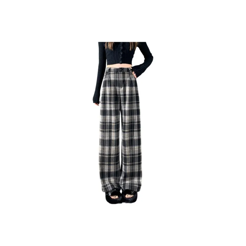 SITOL Casual Pants Women's Khaki Plaid-7
