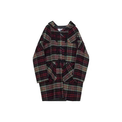 NancyCavally Coats Women's Red Mixed Color Plaid