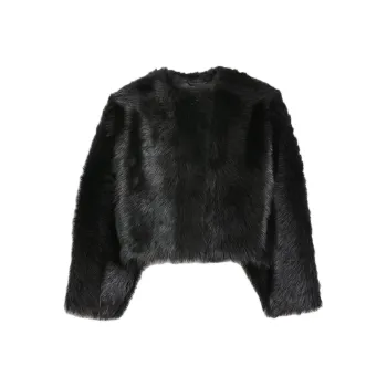 SCANLAN THEODORE Toscana Cocoon Jacket Velvet-feel Coat Women's BLACK/Black