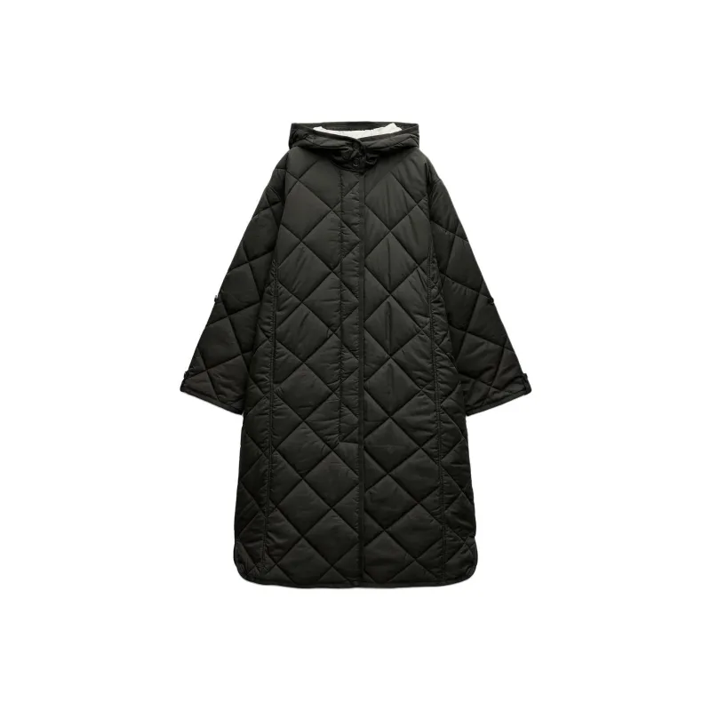 ZARA ZW Series Puffer Jacket Women's Khaki-0
