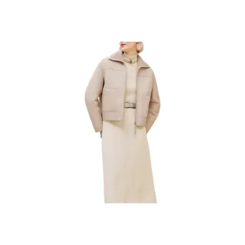 HERMES FW24 Leather Jacket Women's Beige