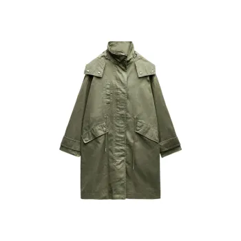 ZARA ZW Series Trench Coat Women's Green