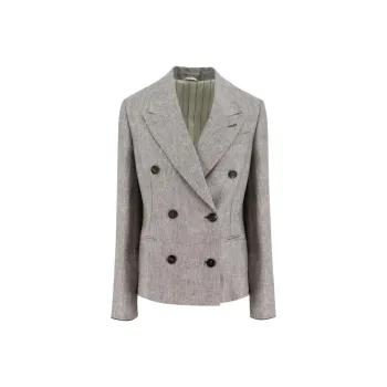 Brunello Cucinelli Double Breasted Twill Blazer