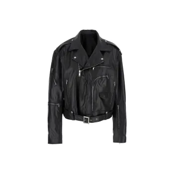 RICK OWENS Cropped Jumbo Bauhaus Stooges Jacket Black