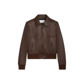 CELINE Leather Jacket Women's Umber