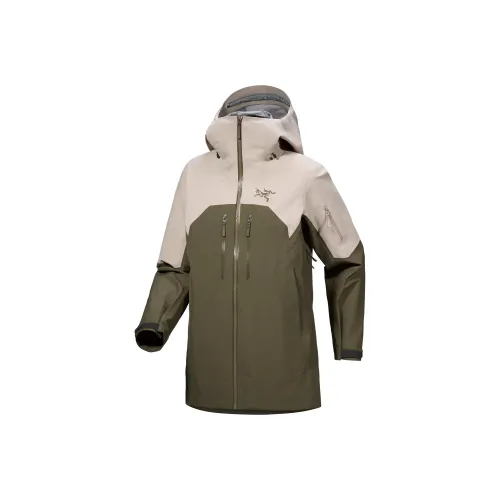 Arcteryx RUSH Water Resistant Windproof Breathable Wear Resistant Lightweight Ruched Jacket Women's Green/Apricot