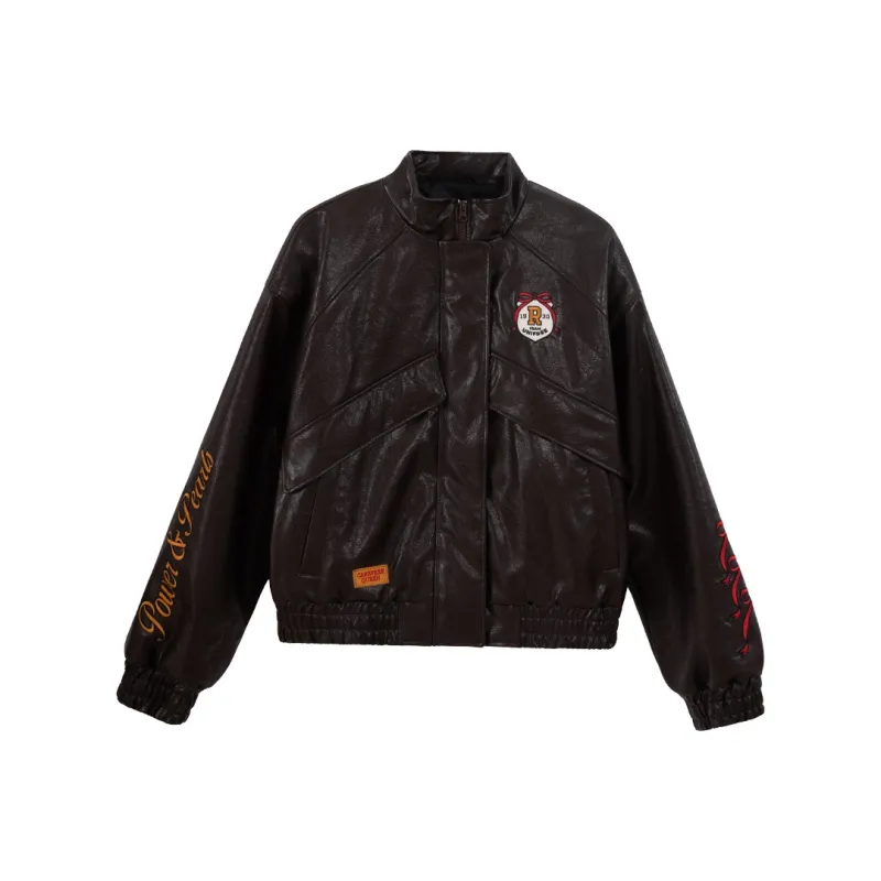 UNIFREE x BETTY BOOP Leather Jacket Women's Brown-0
