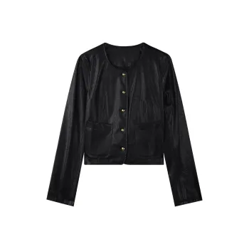 THE SEA LIFE Leather Jacket Women's Black Mage