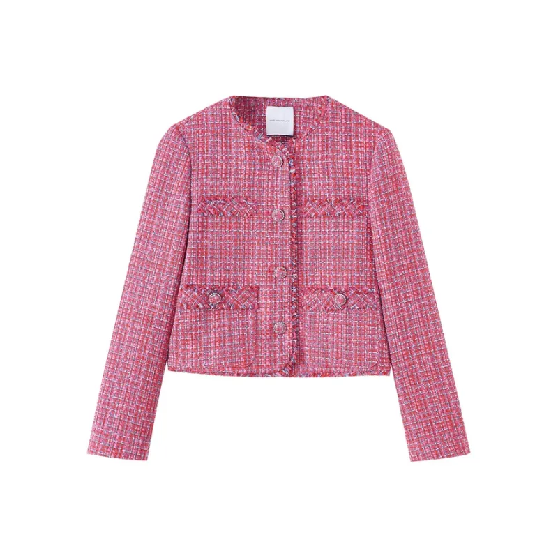 SHUIYUNJIAN Cropped Coats Women's Rose Red-0