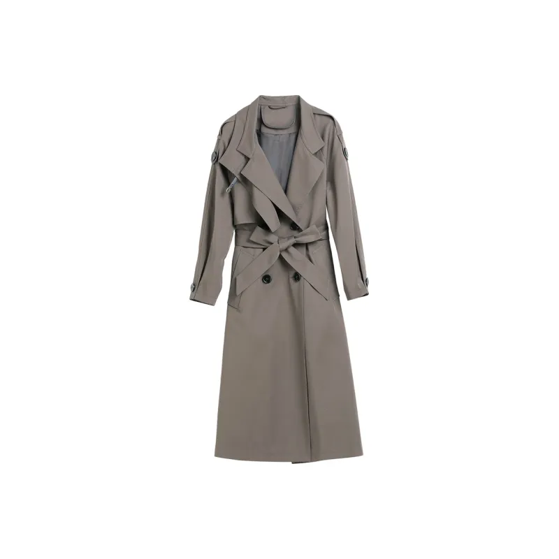 Hang Yi Court Trench Coat Women's Seductive Tea Brown-0