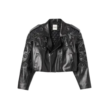 Sandro Leather Jacket Women's Black