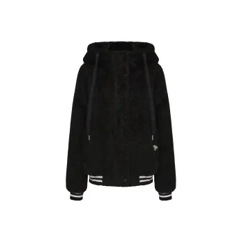 CHIWAWAMEME Velvet feel Coat Women's Plush Black