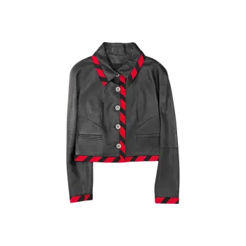 CHANEL Leather Jacket Women's Black