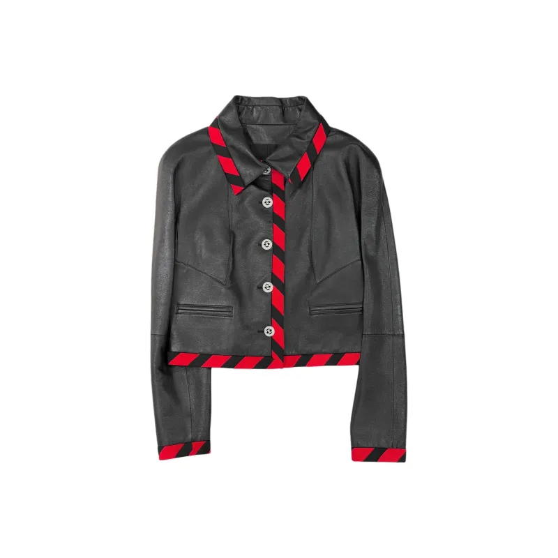 CHANEL Leather Jacket Women's Black-0
