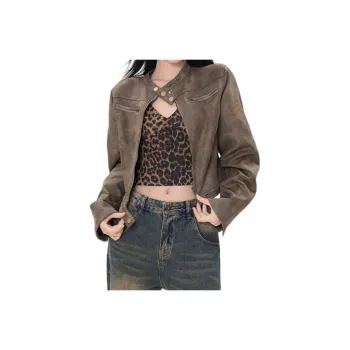 ZXZA Leather Jacket Women's Brown