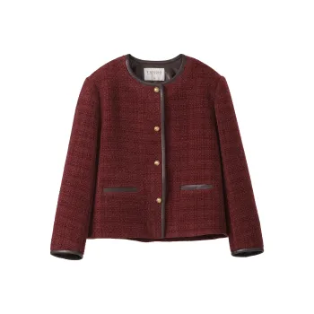 Fstudio Elegant Commute Cropped Coat Women's Red