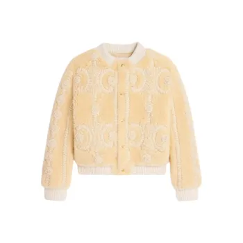 CELINE Triomphe Cardigan Jacket In Curly Lambskin