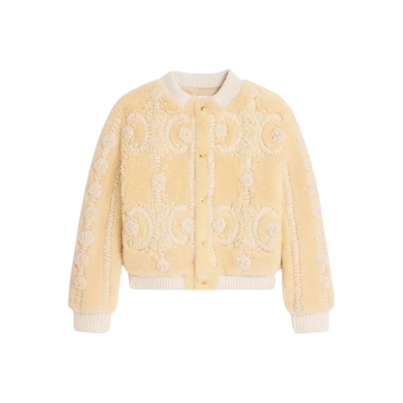 CELINE Triomphe Cardigan Jacket In Curly Lambskin-0