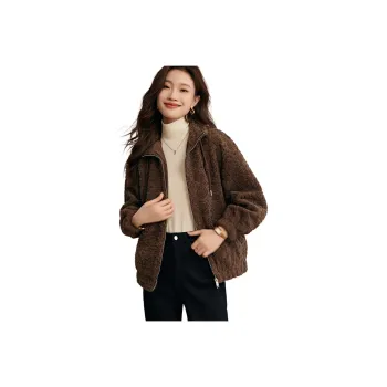 Mo Han Yi Mei Velvet feel Coat Women's Coffee