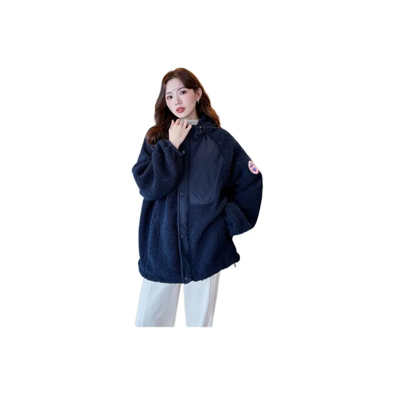 Tonlion Velvet feel Coat Women's Navy Blue-0