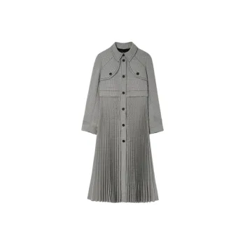 Sandro Houndstooth Pleated Coat