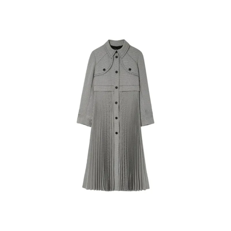 Sandro Houndstooth Pleated Coat-0