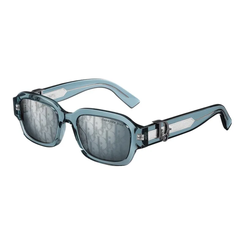 DIOR Acetate Metal Rectangular Sunglasses Unisex Blue-0