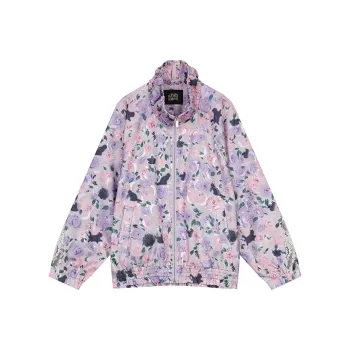 ELF SACK Cropped Coat Women's Floral Purple