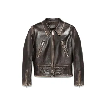 PRADA Leather Jacket Women's Brown