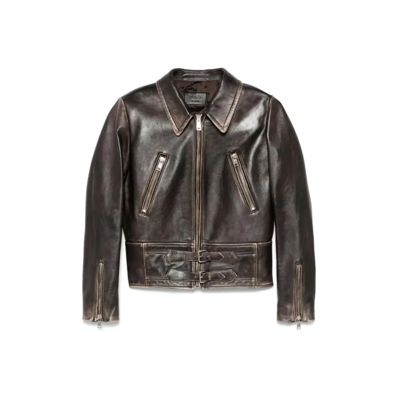 PRADA Leather Jacket Women's Brown-0