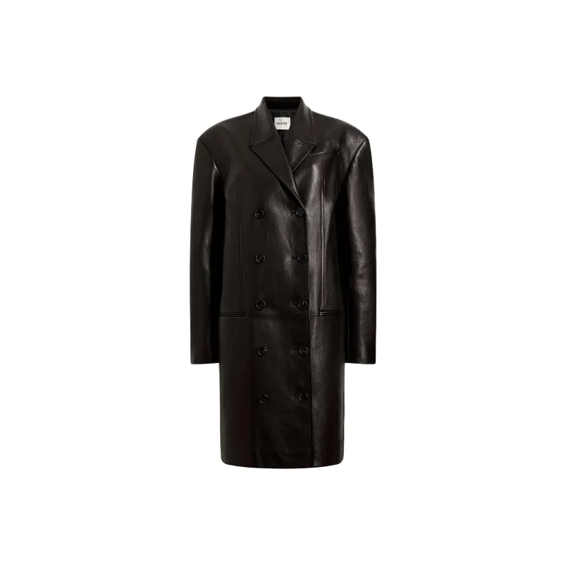 KHAITE Andors Coat Leather Jacket Women's BLACK/Black-0
