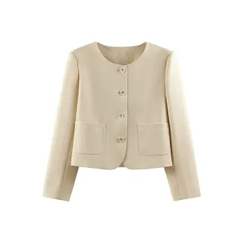 She Enjoys Cropped Coat Women's Ecru