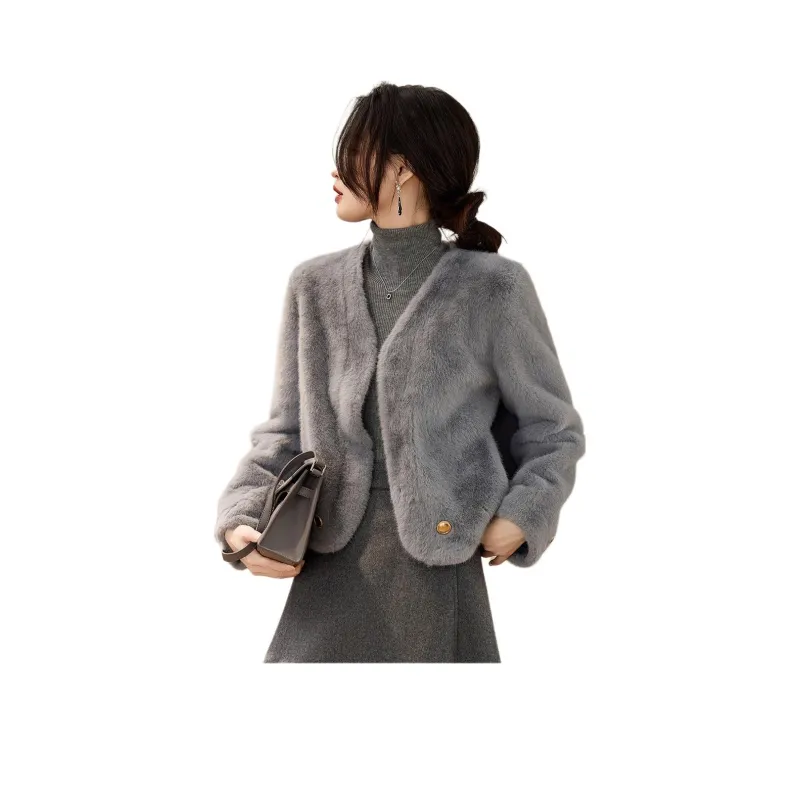 CARBAMMI Velvet feel Coat Women's Gray-0
