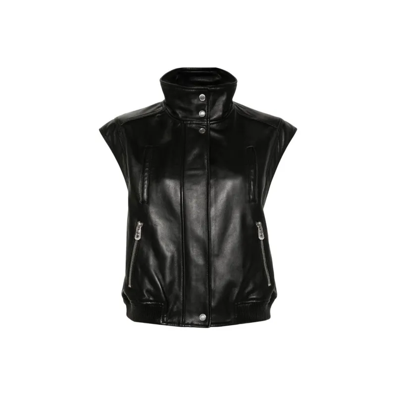 PINKO High Neck Sleeveless Biker Gilet-0