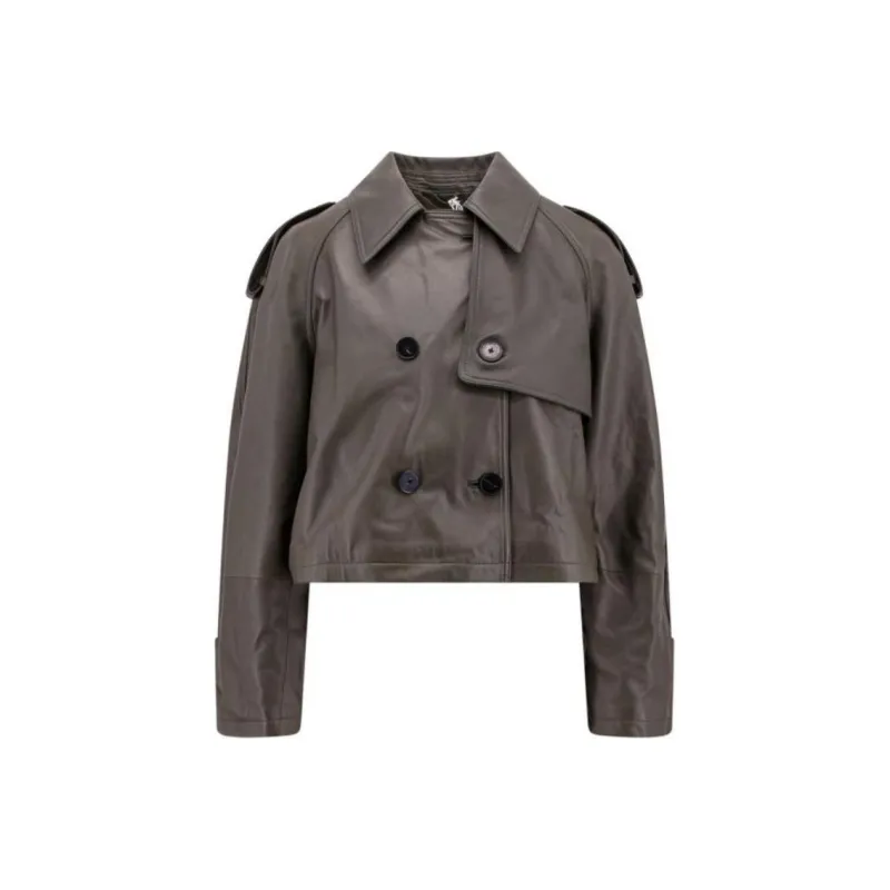 CLOSED Cropped Leather Trench Jacket-0