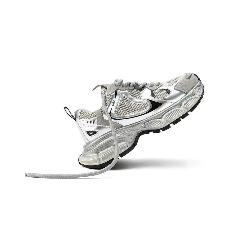 UBZ Low Top Chunky Sneakers Women's Silver-2