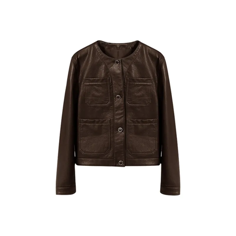 Kele Coco Leather Jacket Women's Caramel Brown-0