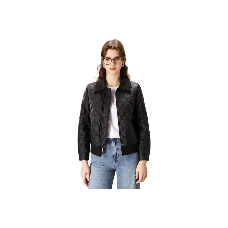 FENHONGMALI Puffer Jacket Women's Black-0