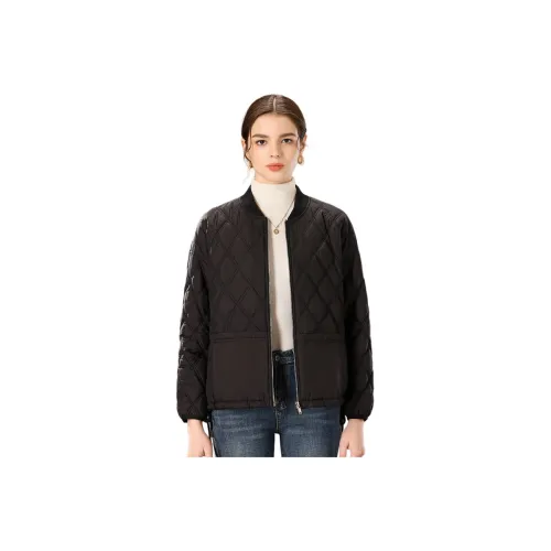 FENHONGMALI Puffer Met jacket Women's Black