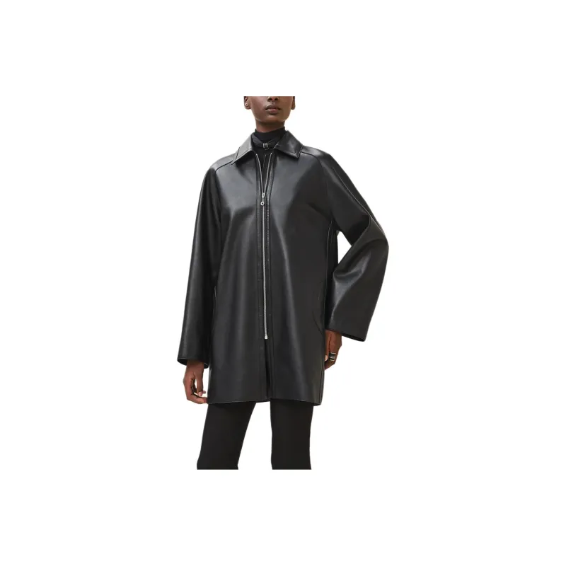 HERMES Leather Jacket Women's Black-0