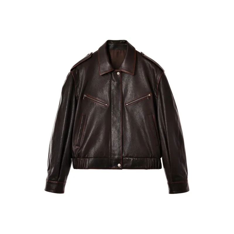 SINBOS Leather Jackets Women's Hazelnut Brown-0