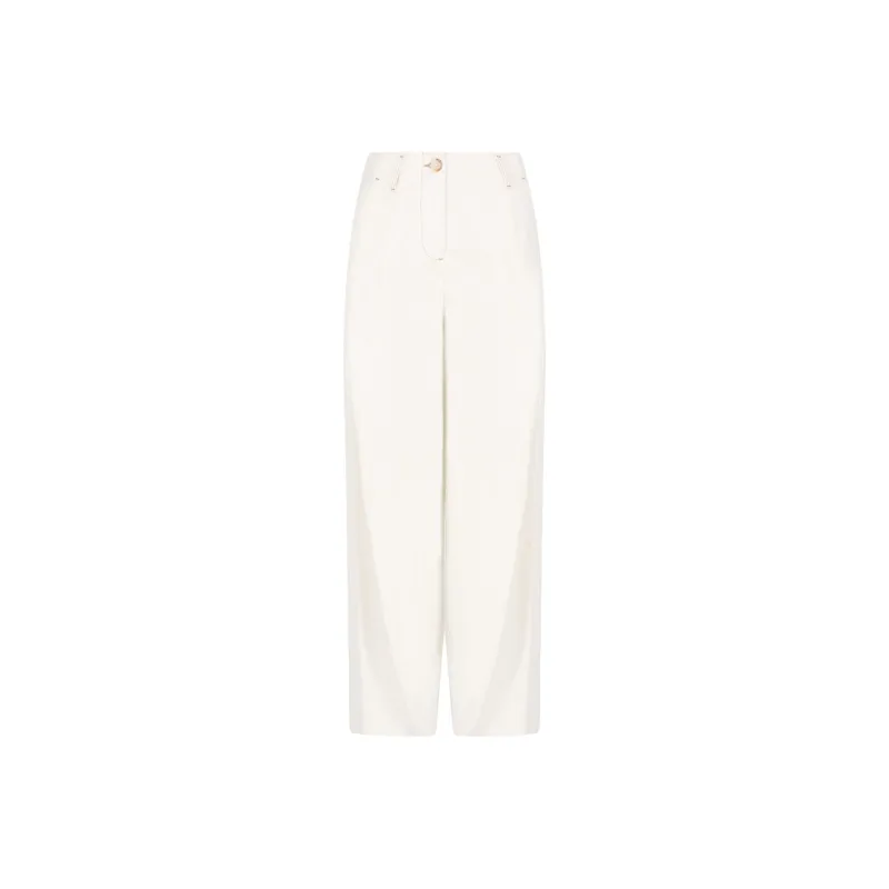 EMPORIO ARMANI Wide Oval leg Garment dyed Drill Trousers-0