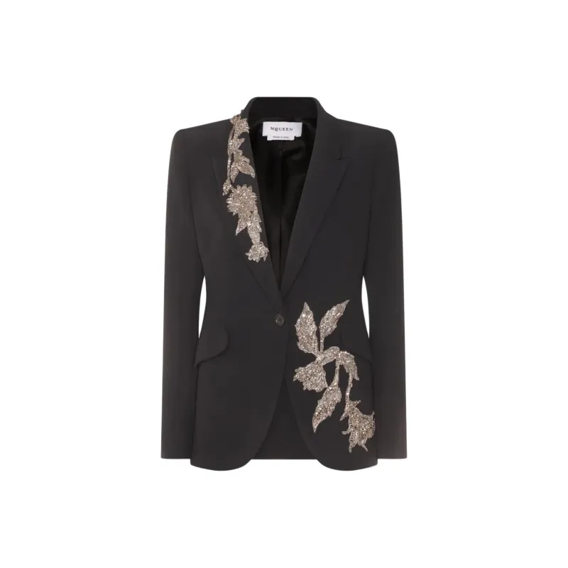 Alexander McQueen Embellished Padded shoulders Blazer-0