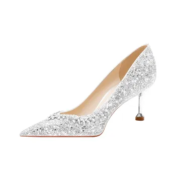 Lan Miao Slim Heel High Heels 6.5CM Women's Silver