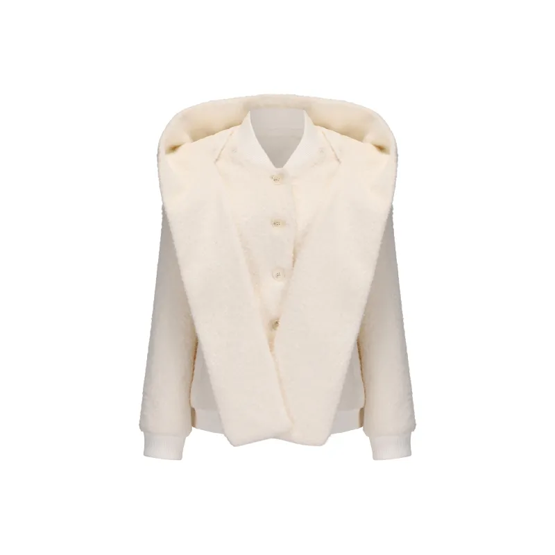 CHIWAWAMEME Velvet feel Coat Women's Creamy Apricot-0